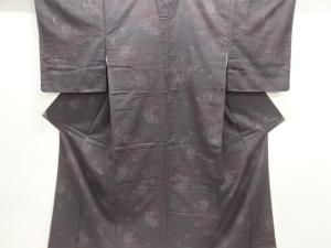 未使用品　仕立て上がり　帆船模様織り出し本場結城紬100亀甲着物(石下)